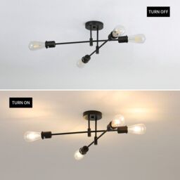 COMELY 4-Light Black Sputnik Ceiling Lamp, Modern Industrial Chandelier - thumbnail 6