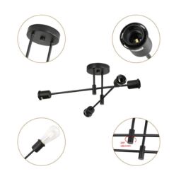 COMELY 4-Light Black Sputnik Ceiling Lamp, Modern Industrial Chandelier - thumbnail 7