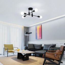 COMELY 4-Light Black Sputnik Ceiling Lamp, Modern Industrial Chandelier - thumbnail 9