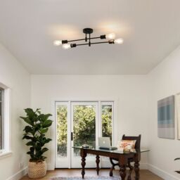 COMELY 4-Light Black Sputnik Ceiling Lamp, Modern Industrial Chandelier - thumbnail 3