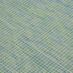Berkfield Home Outdoor Flatweave Rug 200x280 cm Turquoise in Black - Size: Medium - thumbnail 5