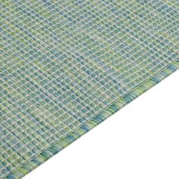 Berkfield Home Outdoor Flatweave Rug 200x280 cm Turquoise in Black - Size: Medium - thumbnail 4