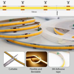 ENER-J COB LED Strip Light Kit 5m 24V 4000K 480 LEDs Per Metre Dimmable UK Plug in White - thumbnail 8