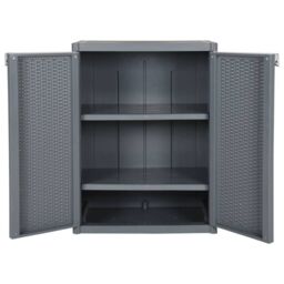 Berkfield Home Garden Storage Cabinet Grey 65x45x88 cm PP Rattan - Size: 65 x 45 x 88 cm - thumbnail 5