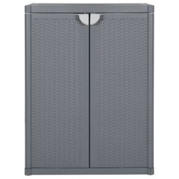 Berkfield Home Garden Storage Cabinet Grey 65x45x88 cm PP Rattan - Size: 65 x 45 x 88 cm - thumbnail 2