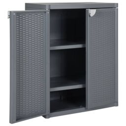 Berkfield Home Garden Storage Cabinet Grey 65x45x88 cm PP Rattan - Size: 65 x 45 x 88 cm - thumbnail 4