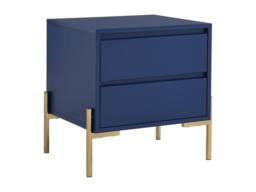 Vente-unique Bedside Table With 2 Drawers - MDF & Metal - Blue Lacquered and - thumbnail 5