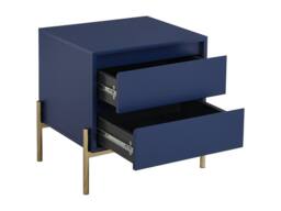 Vente-unique Bedside Table With 2 Drawers - MDF & Metal - Blue Lacquered and - thumbnail 7