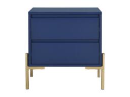 Vente-unique Bedside Table With 2 Drawers - MDF & Metal - Blue Lacquered and - thumbnail 2