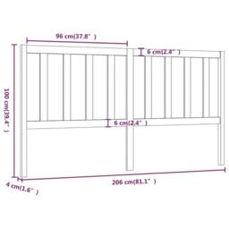 Berkfield Home Beautiful Bed Headboard Grey 206x4x100 cm Solid Wood Pine - Size: 206 x 4 x 100 cm - thumbnail 6