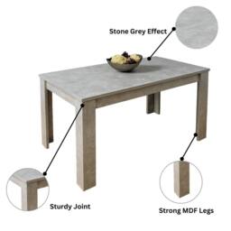 KOSY KOALA Stone Grey Effect Dining Table Set with 4 Cream Plastic Chairs - thumbnail 5