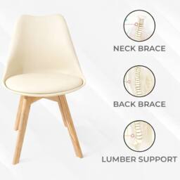 KOSY KOALA Stone Grey Effect Dining Table Set with 4 Cream Plastic Chairs - thumbnail 4