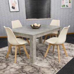 KOSY KOALA Stone Grey Effect Dining Table Set with 4 Cream Plastic Chairs - thumbnail 2