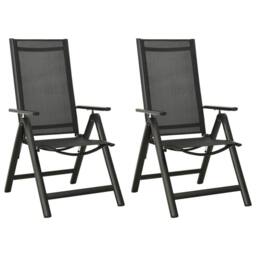 Berkfield Home Folding Garden Chairs 2 pcs Textilene & Aluminium Black - thumbnail 2