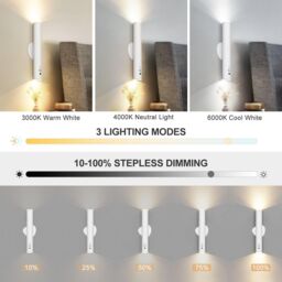 Harper Living 2 Packs Battery Operated Wall Lights with Motion Sensor, Rechargeable Wall Lamp Indoor, White - thumbnail 5