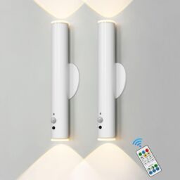 Harper Living 2 Packs Battery Operated Wall Lights with Motion Sensor, Rechargeable Wall Lamp Indoor, White - thumbnail 1