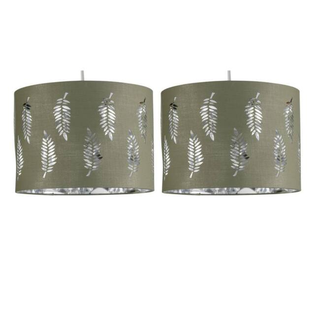 First Choice Lighting Set of 2 Fern - Sage Green Cut Out 30cm Pendant Lightshades - image 1