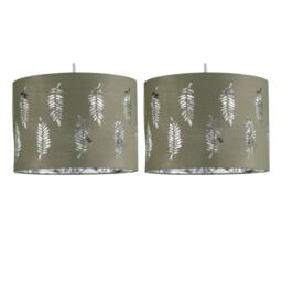 First Choice Lighting Set of 2 Fern - Sage Green Cut Out 30cm Pendant Lightshades - thumbnail 1