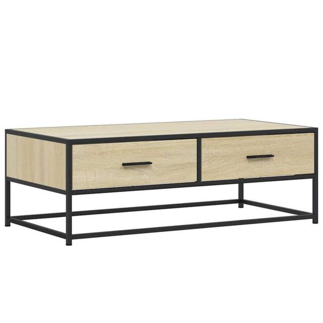 Berkfield Home Coffee Table Sonoma Oak 100x50x35 cm Engineered Wood & Metal in Light Tan - Size: 100 x 50 x 35 cm - image 1