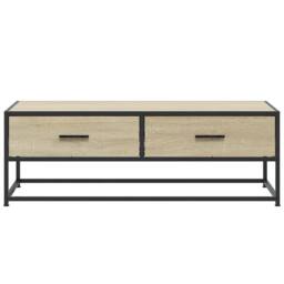 Berkfield Home Coffee Table Sonoma Oak 100x50x35 cm Engineered Wood & Metal in Light Tan - Size: 100 x 50 x 35 cm - thumbnail 5