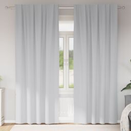 Berkfield Home Curtains with Curtains 2 pcs Pale grey 260 x 140 cm Polyester - thumbnail 1