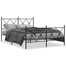 Berkfield Home Metal Bed Frame without Mattress with Footboard Black 140x200cm - Size: 140x200 cm - thumbnail 1