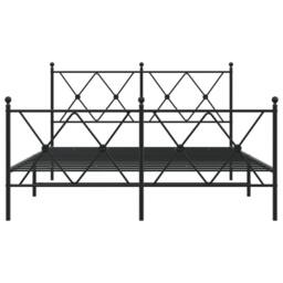 Berkfield Home Metal Bed Frame without Mattress with Footboard Black 140x200cm - Size: 140x200 cm - thumbnail 4