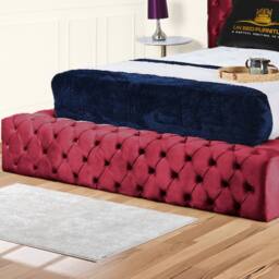 UK Bed Furniture Ambassador Ottoman Gas Lift Upholstered Bed with 54 Inch Headboard in Maroon - Size: Double - thumbnail 3