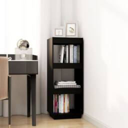 Berkfield Home Book Cabinet/Room Divider Black 40x35x103 cm Solid Pinewood - Size: 40 x 35 x 103 cm - thumbnail 3