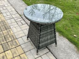 Fimous Rattan Garden Furniture Dining Set Table & Chairs WiCker Patio Outdoor 2 Chairs Plus Small Round Table in Dark Grey - thumbnail 2