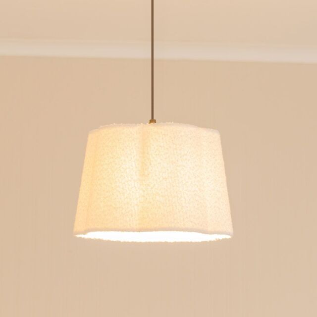 ValueLights Amy Cream Boucle Scallop Shape Ceiling Floor Table Lamp Shade with LED Bulb - image 1