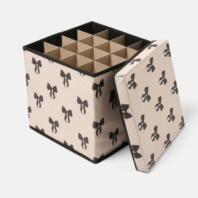 OHS Christmas Bauble Storage Box Festive Decoration Organiser 64 Slots in Cream - image 1