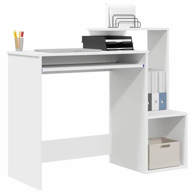 Berkfield Home Modern White Computer Desk White Chipboard Standard Storage - image 1