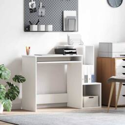 Berkfield Home Modern White Computer Desk White Chipboard Standard Storage - thumbnail 2