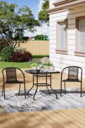 Living and Home 2 Seater Outdoor Garden Dining Bistro Set in Black - thumbnail 2