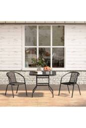 Living and Home 2 Seater Outdoor Garden Dining Bistro Set in Black - thumbnail 4