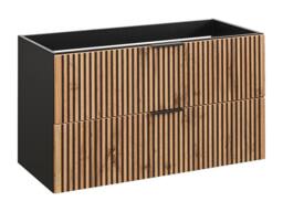 Vente-unique Wall-Hung Bathroom Unit With Inset Basin - Light Natural & Black - thumbnail 6