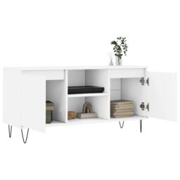 Berkfield Home TV Cabinet White 104x35x50 cm Engineered Wood - Size: 104 x 35 x 50 cm - thumbnail 4
