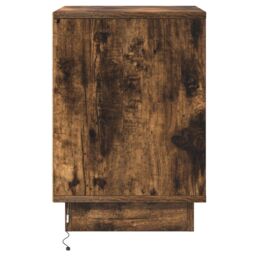 Berkfield Home Bedside Cabinet with LED Lights Smoked Oak 39x34.5x50 cm - thumbnail 7