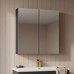 Balterley 600mm 50/50 Split Mirrored Bathroom Cabinet in Blue - thumbnail 4