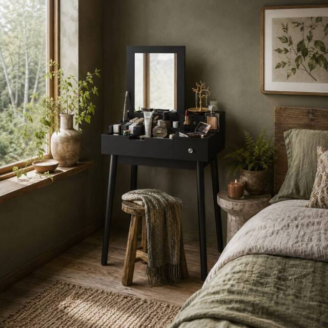 Wyld Haus Sinotti Black Dressing Table Flip Up Mirror - image 1