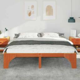 Berkfield Home Stylish Floor Bed Frame with Storage Brown 200 x 200 cm Solid pin - thumbnail 4