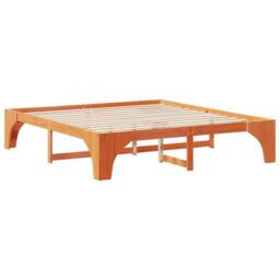 Berkfield Home Stylish Floor Bed Frame with Storage Brown 200 x 200 cm Solid pin - thumbnail 3