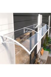 "Living and Home Window & Door Awning Canopy - UV & Weather Resistant 75""x39"" Polycarbonate Cover with Aluminium Brackets for Porch, Patio, Deck, White" - thumbnail 3