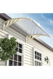 "Living and Home Window & Door Awning Canopy - UV & Weather Resistant 75""x39"" Polycarbonate Cover with Aluminium Brackets for Porch, Patio, Deck, White" - thumbnail 4