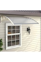 "Living and Home Window & Door Awning Canopy - UV & Weather Resistant 75""x39"" Polycarbonate Cover with Aluminium Brackets for Porch, Patio, Deck, White" - thumbnail 5