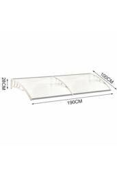"Living and Home Window & Door Awning Canopy - UV & Weather Resistant 75""x39"" Polycarbonate Cover with Aluminium Brackets for Porch, Patio, Deck, White" - thumbnail 6