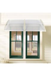 "Living and Home Window & Door Awning Canopy - UV & Weather Resistant 75""x39"" Polycarbonate Cover with Aluminium Brackets for Porch, Patio, Deck, White" - thumbnail 2