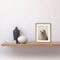 "Artery8 Wall Art Print Adorable Baby Seal Pup Portrait Oil Painting Calming Kids Bedroom Cute Arctic Animal Artwork Framed 9X7 Inch - Size: W7"" x H9""" - thumbnail 2