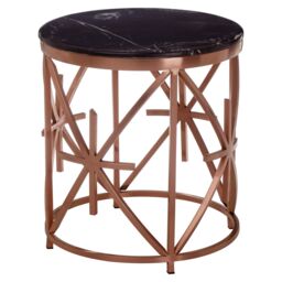 Orsina Elegant Black Marble & Rose Gold Side Table, Premium Modern Side Table For Livingroom, Marble Top Table - thumbnail 2